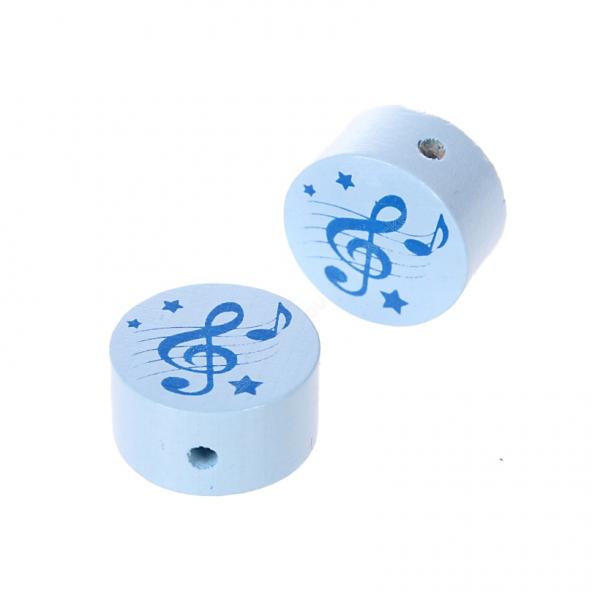 Notenschlüssel Note Holzscheibe babyblau / blau Fädelperle