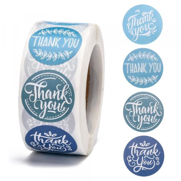 4 Aufkleber 25 mm THANK YOU mint blau petrol weiss Nr. 12