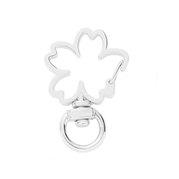 Karabiner mit Motiv BLUME 23 x 35 mm drehbar silber