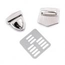 Steckverschluss "LOTTA" 33 x 41 mm Tornister Mappenschloss silber