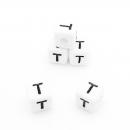 Buchstabenwürfel T Kunststoff 10 x 10 mm weiß / schwarz