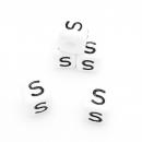 Buchstabenwürfel S Kunststoff 10 x 10 mm weiß / schwarz