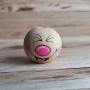 ZWINKER Holzperle handbemalt GESCHICHT natur pink