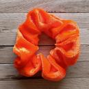 Scrunchie Samt 10 cm orange neon Haargummi