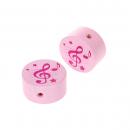 Notenschlüssel Note Holzscheibe babyrosa / pink Fädelperle